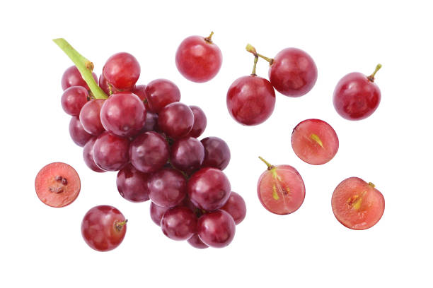 istock Red grape with slices isolated on white background. 2171273056