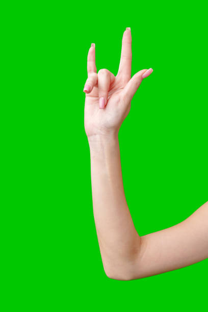 istock Female Hand Making Gesture Against Green Screen 2171276104