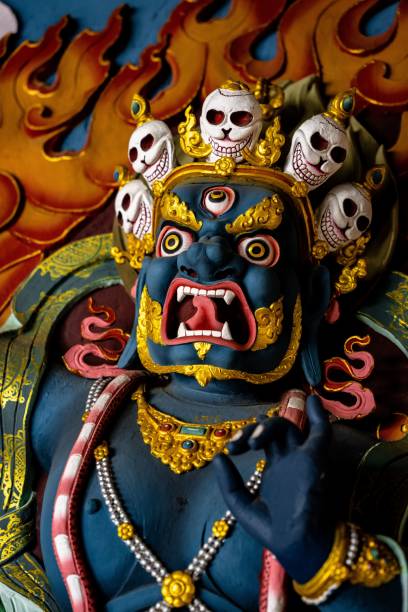 Intricate Tibetan Buddhist deity statue