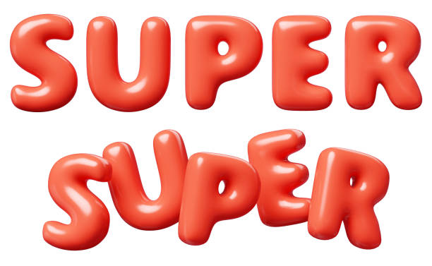 istock Super red Inflatable flying word for promotion design. 3D render illustration 2171281039