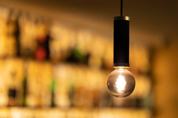 istock Round decorative hanging lamp at the bar 2171281795