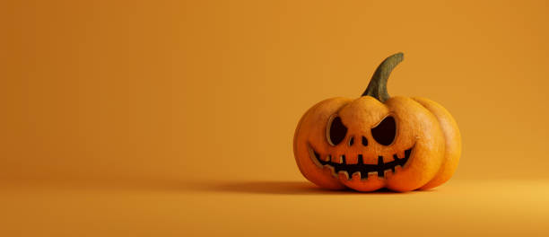 istock Halloween Jack-o'-Lantern in a Minimalist Showroom with Empty Space 2171285797