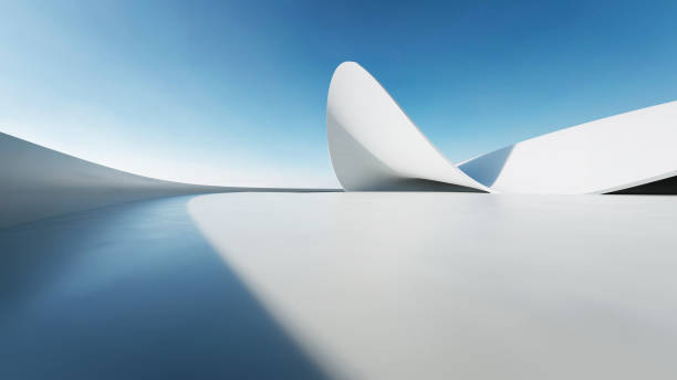 istock 3d render of abstract curve structure futuristic architecture with empty concrete floor 2171286882