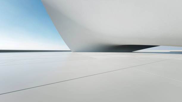 istock 3d render of abstract curve structure futuristic architecture with empty concrete floor 2171286885