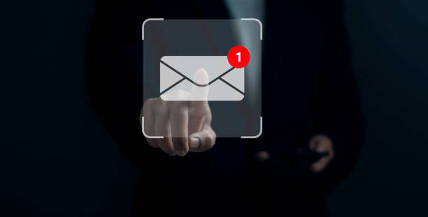 istock Businessman touching email icon virtual screen. New email notification concept. 2171286959