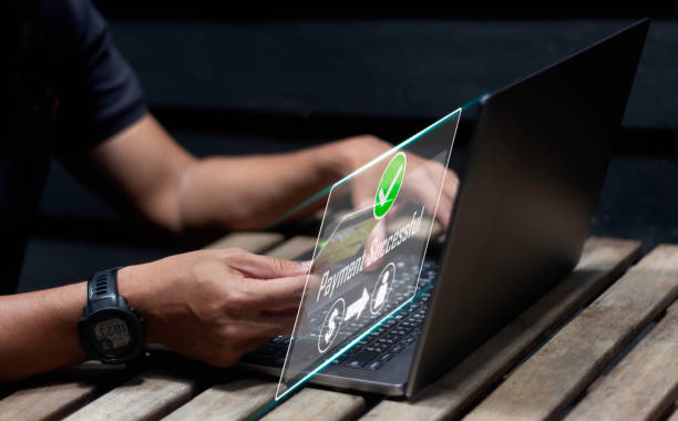 istock Man using online payment, banking, shopping. Technology online banking applications via internet network. financial transaction. Digital online payment concept. 2171287002