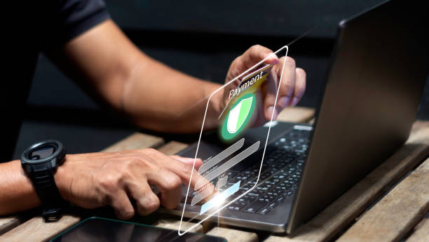 istock Man using online payment, banking, shopping. Technology online banking applications via internet network. financial transaction. Digital online payment concept. 2171287028