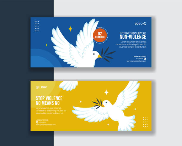istock Day of Non-Violence Horizontal Banner Flat Cartoon Hand Drawn Templates Background Illustration 2171290993