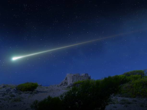 istock Shooting star in the sky. Meteor trail above the Earth's surface. 2171294070