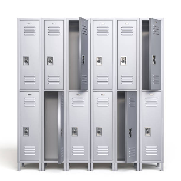 istock metal school lockers with some doors opened 2171295416