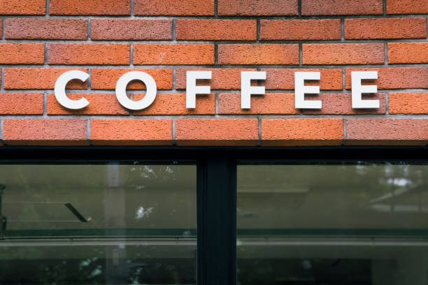 Coffee sign Front shop minimal signage identity minimal style Cafe business