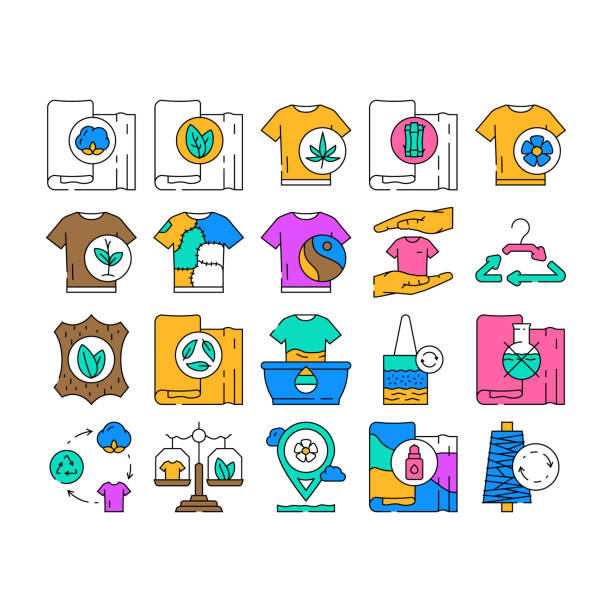 istock sustainable fashion eco textile icons set vector 2171302503