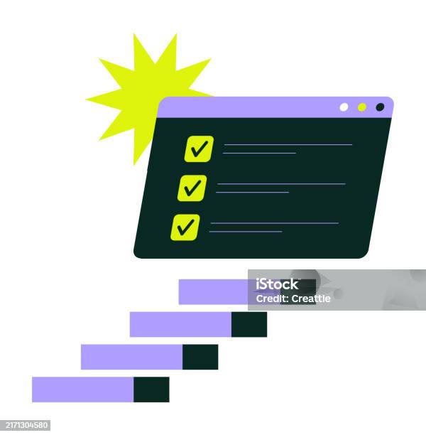 Computer Screen Displaying Task Completion Checklist With Progress Bar ...