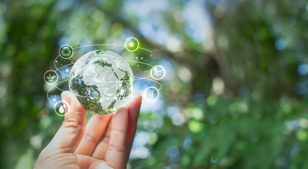 istock ESG environment concept. Hand-holding crystal globe with ESG icon around it.Business cooperation for a sustainable environment. renewable and sustainable energy sources. 2171317181