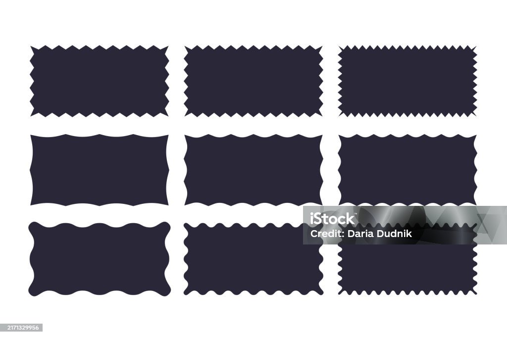 Rectangular Silhouette Text Boxes With Wavy And Zigzag Edges Set Stock ...