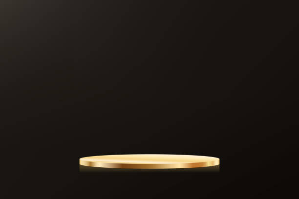 istock Black background vector 3d with gold podium. 3D abstract studio room with pedestal podium. Product display background. Vector illustration. 2171331016