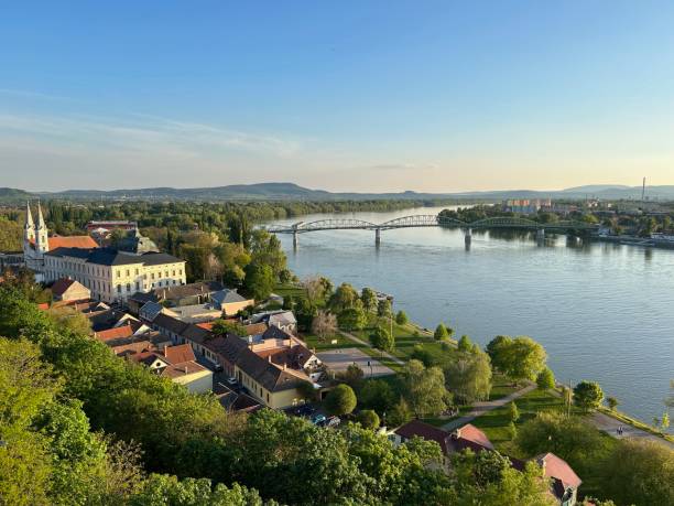 istock Riverside Town with Bridge and Scenic Landscape 2171331205