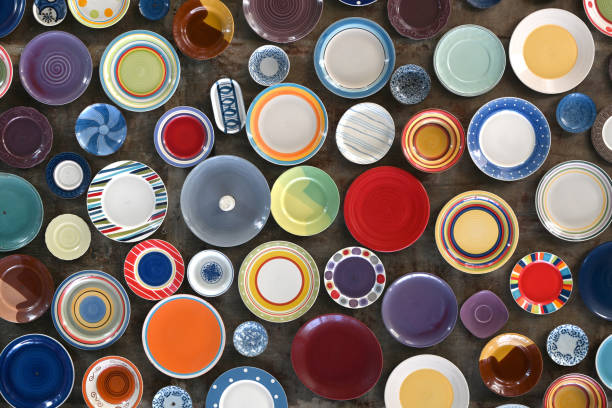 istock Multi-colored ceramic plates decorated on the walls 2171332791