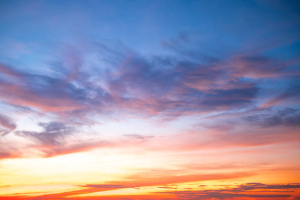 istock Beautiful , luxury soft gradient orange gold clouds and sunlight on the blue sky perfect for the background, take in everning,Twilight, Large size, high definition landscape photo 2171334603