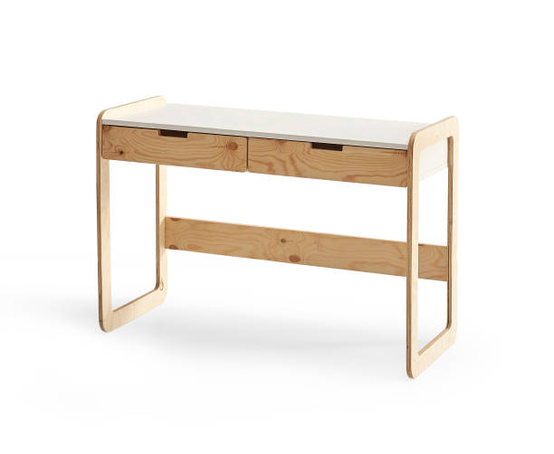 istock Wooden study desk isolated white background. 2171334986
