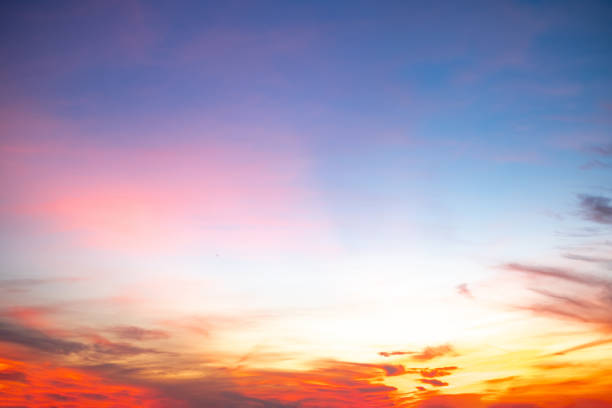 istock Beautiful , luxury soft gradient orange gold clouds and sunlight on the blue sky perfect for the background, take in everning,Twilight, Large size, high definition landscape photo 2171335022