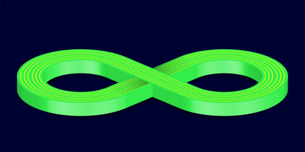istock Neon green 3D Infinity Symbol on Dark Blue  Background. Endless Vector Logo Design. Concept of infinity with shadow for your web site design, logo, app, UI. EPS10. 2171336540