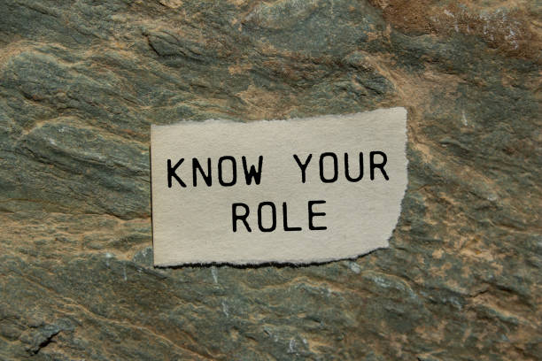 istock Know your role message written on ripped torn paper piece on stone background 2171336715