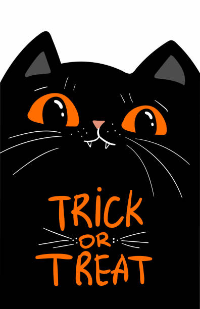 istock Happy halloween party invitation card with black cat. Holidays cartoon character. Vector 2171337859