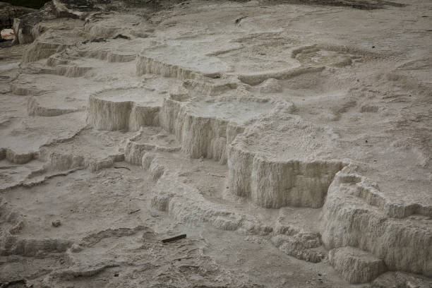 Mammoth, Hot Spring Terraces, Orange Spring Mound in Yellowstone National Park with beautiful landscape. the smell, the colors, the sounds are a natural experience.