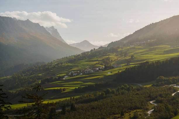 Buildings in town of Bergun in Switzerland