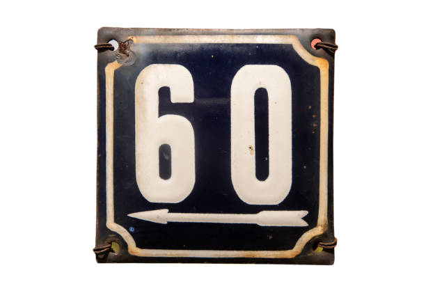 istock Metal plate with number 60 isolated on white 2171346818