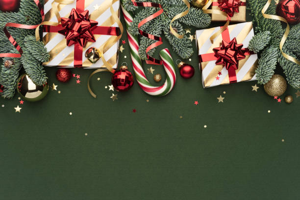 istock Green Christmas Background with Ornament Border 2171347046