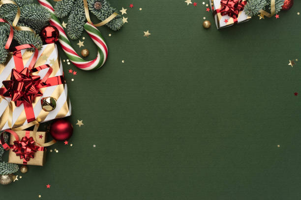 istock Green Christmas Background with Ornament Border 2171347055