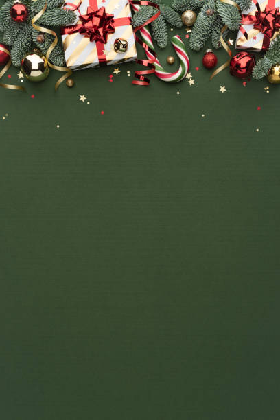 istock Christmas Border with Green Background and Ornaments 2171347073