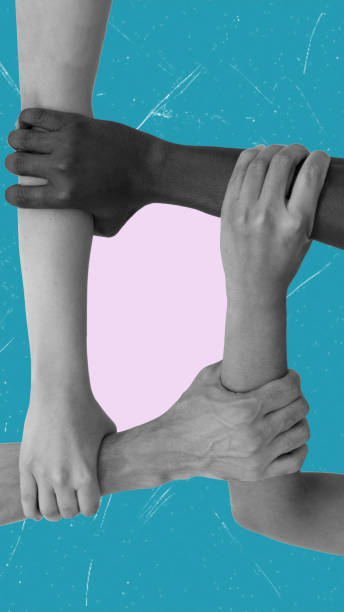 istock Human hands holding each other, showing support and acceptance. Racial equality. 2171349487