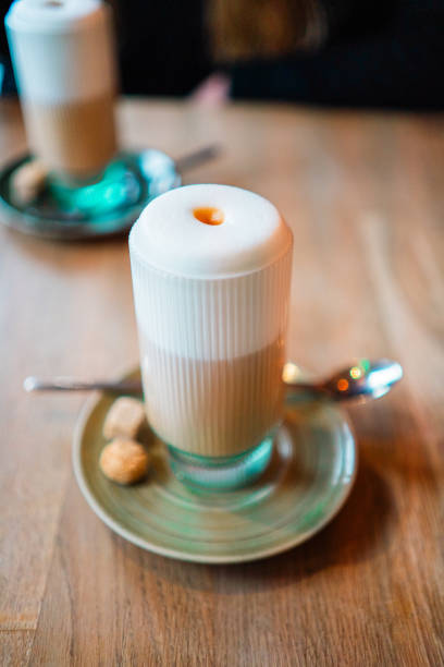 Latte Macchiato Coffee with Soft Top of Milk Foam