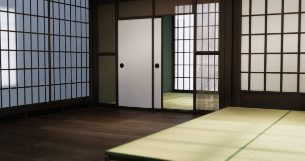 istock Standard Empty room japan and tatami mat floor. 3D rendering 2171357256