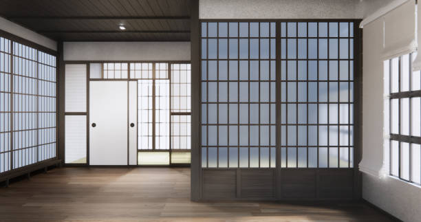 istock Standard Empty room japan wood interior design. 3D rendering 2171357263