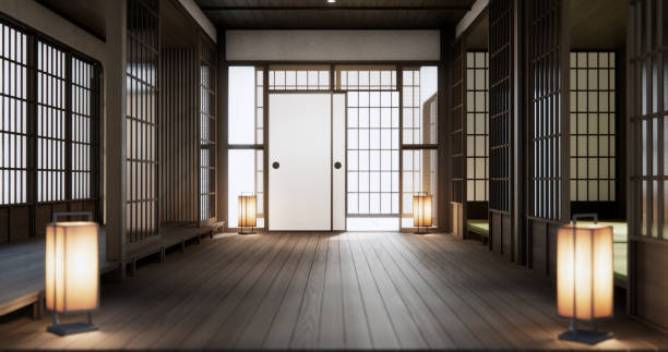 istock Standard Empty room japan wood interior design. 3D rendering 2171357280
