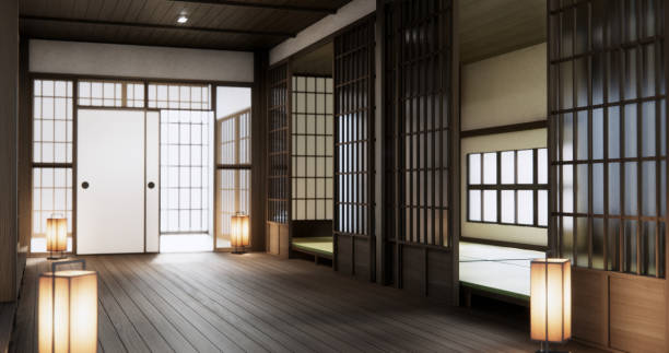 istock Standard Empty room japan wood interior design. 3D rendering 2171357288