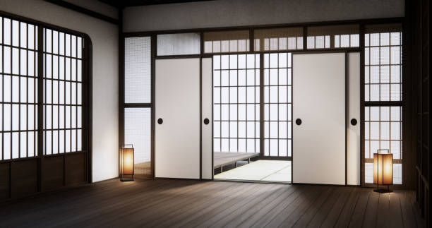 istock Standard Empty room japan wood interior design. 3D rendering 2171357293