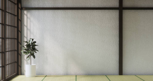 istock Standard Empty room japan and tatami mat floor. 3D rendering 2171357388