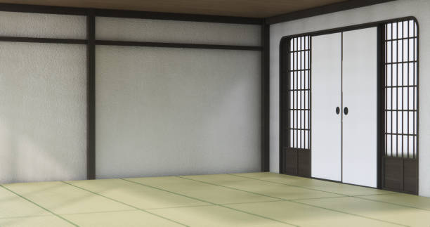istock Standard Empty room japan and tatami mat floor. 3D rendering 2171357392