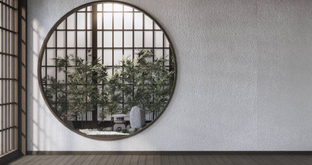 istock Standard Empty room japan wood interior design. 3D rendering 2171357394