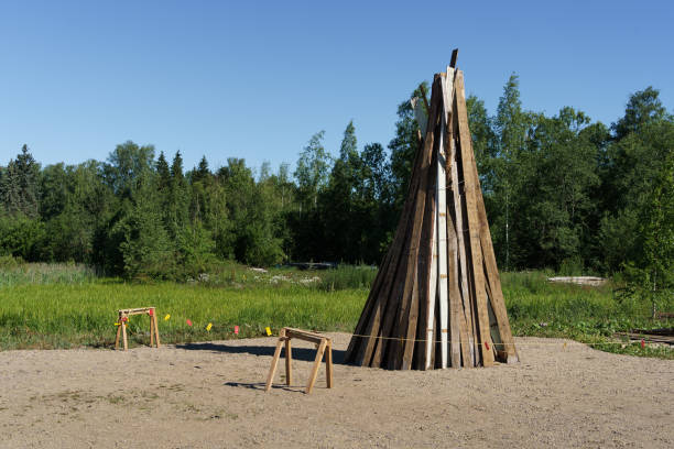 istock Finnish midsummer bonfire made of used boards 2171357533