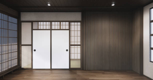 istock Standard Empty room japan wood interior design. 3D rendering 2171357553