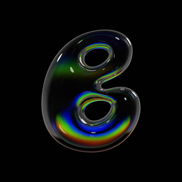 istock 3d glass letter B with translucent surface and holographic reflections for Y2K font design 2171360153