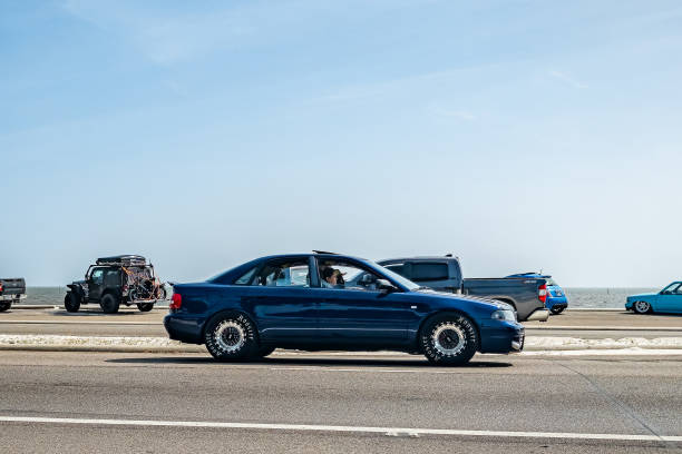 Gulfport, MS - October 04, 2023: Wide angle side view of a 2000 Audi S4 4 Door Sedan at a local car show.