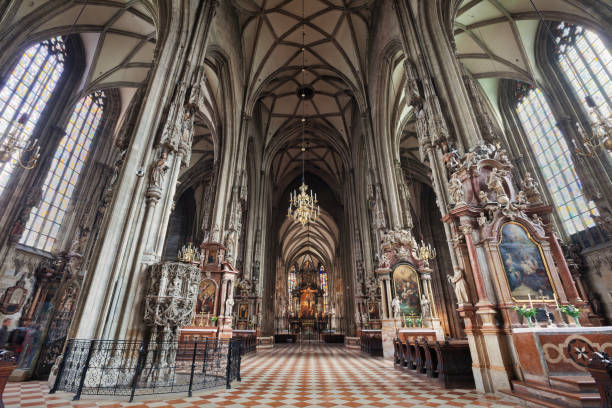 Ornate interior of the Augustinerkirche (Augustinian Church) in downtown Vienna, Austria.