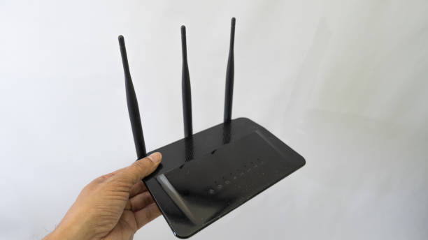istock Internet router with three antennas for Wifi 2171363381
